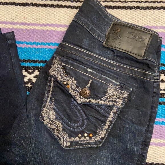 Silver Slim Boot Cut Jeans - Picture 2 of 4